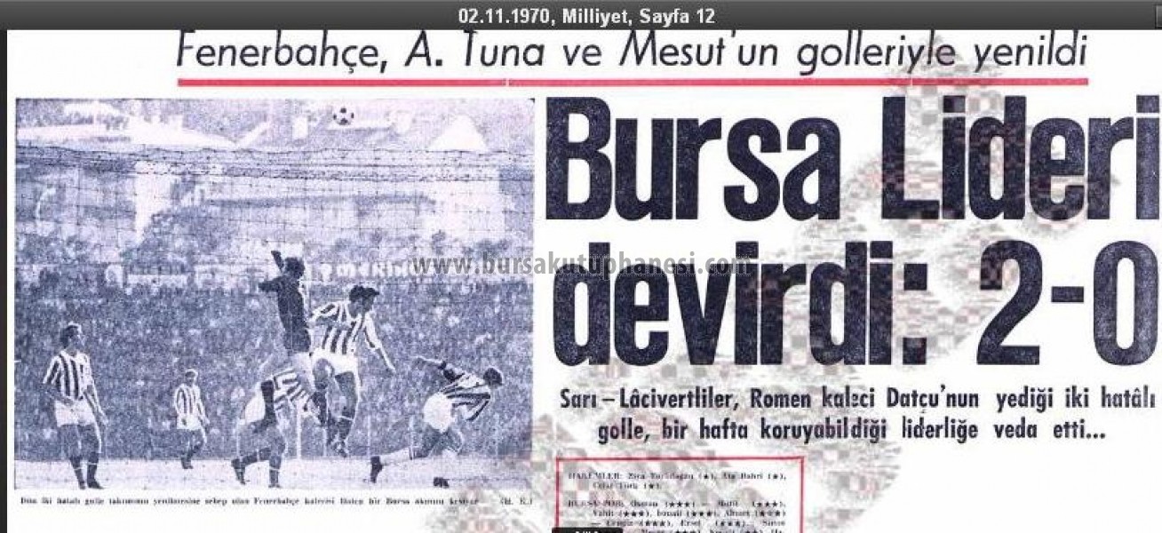 2 Kasım 1970, Bursaspor haberi