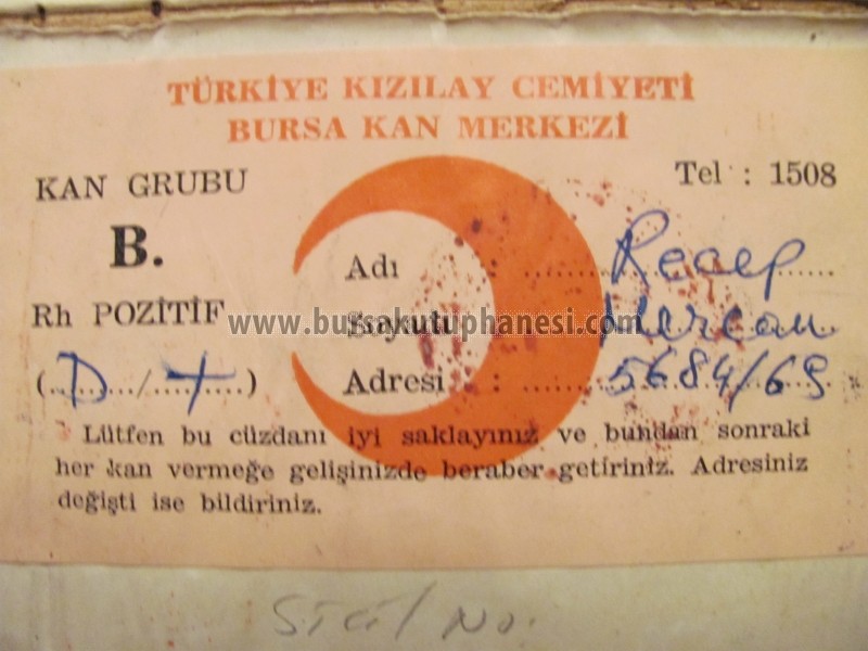 Recep Mercan kan grubu kartı